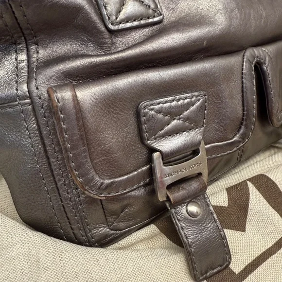 MICHAEL Michael Kors Gunmetal Ranger Leather Satchel Y2K - Picture 3 of 9